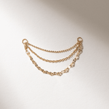 Solid Gold Triple Chain Piercing Charm, Emese