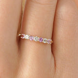 Alternating Pink and White Sapphire Half Eternity Ring, Rynn