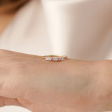 Alternating Pink and White Sapphire Half Eternity Ring, Rynn
