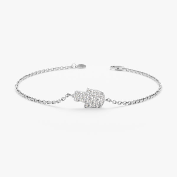 Pave Diamond Hamsa Hand Bracelet, Sera
