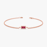 rose gold baguette ruby bracelet