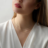 handcrafted solid 14k Yellow Gold beaded chain necklace for her