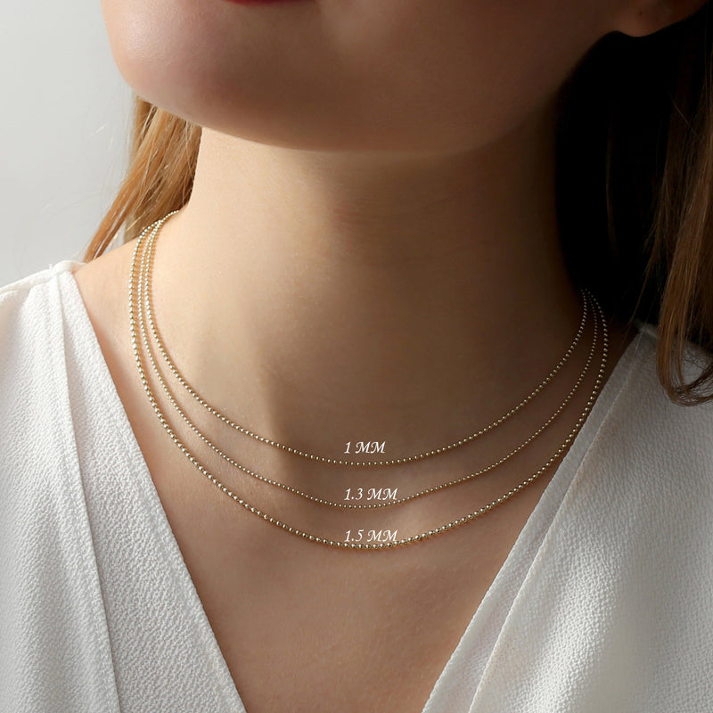 Different Size Ball Chain necklace in various thickness