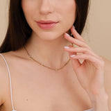 dainty cuban chain necklace with multiple diamond bezels for her