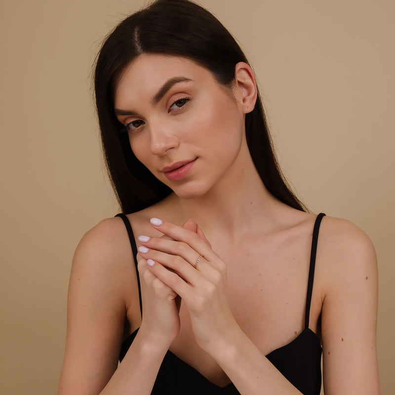 thin stacking ring with rubies and diamonds