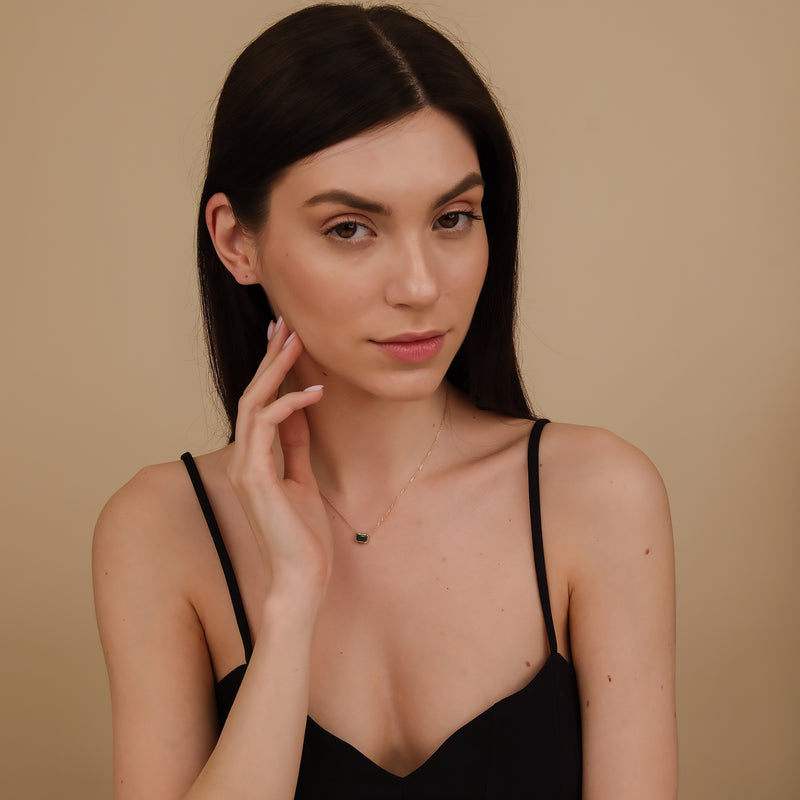 may birthstone emerald necklace in solid gold for her