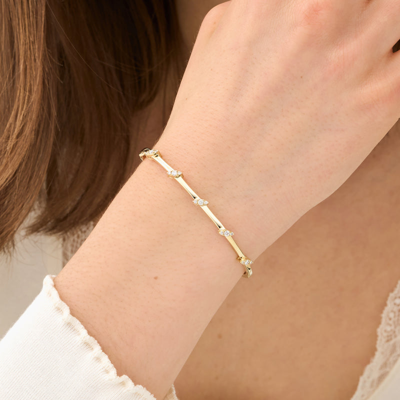 Gold Bangle with Diamond Accents, Mireille