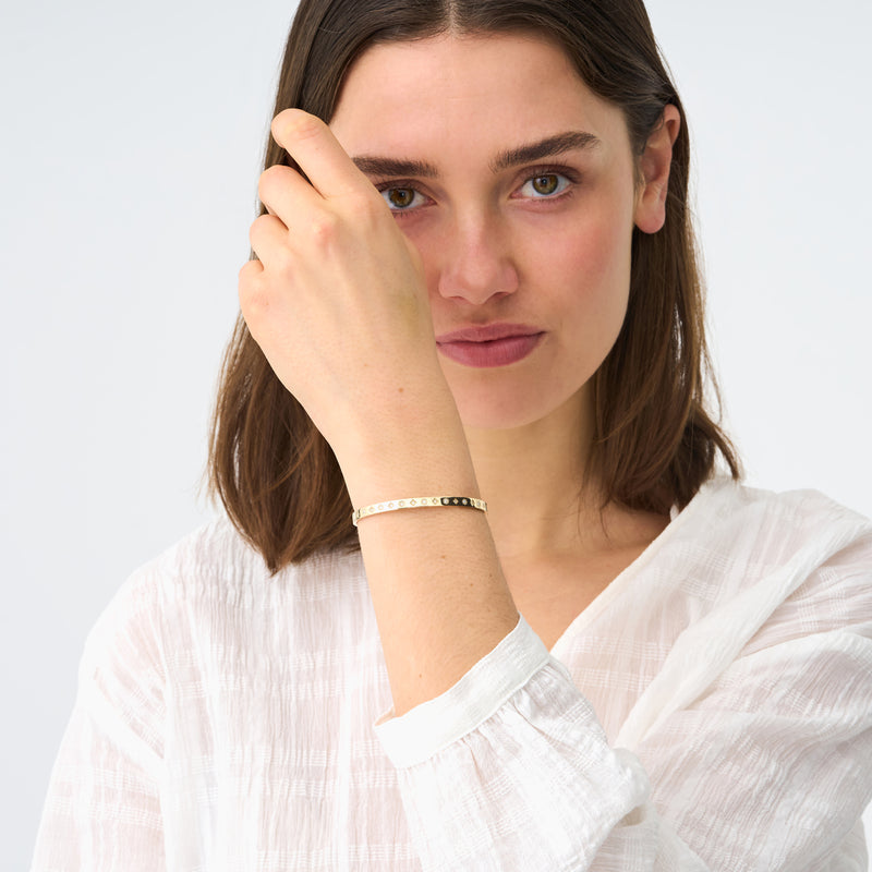 Gold Bangle with Petite Flowers, Aveline