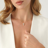 Baguette Diamond Cross Necklace, Orzellea