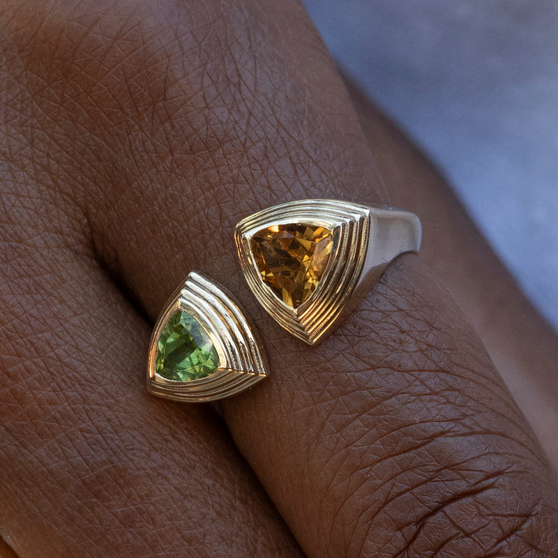 natural citrine and peridot ring 