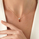 Citrine and Lab Grown Diamond Necklace, Evandria