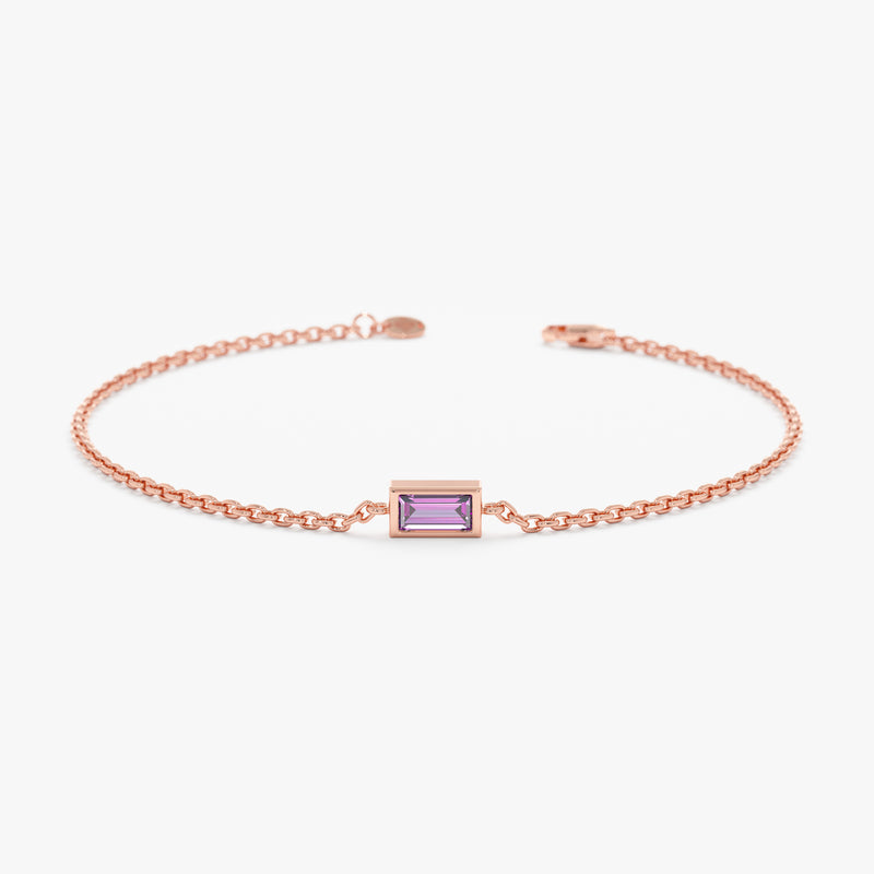 rose gold minimalistic amethyst bracelet