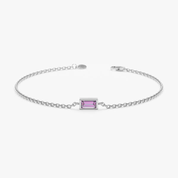 white gold cable chain bezel set