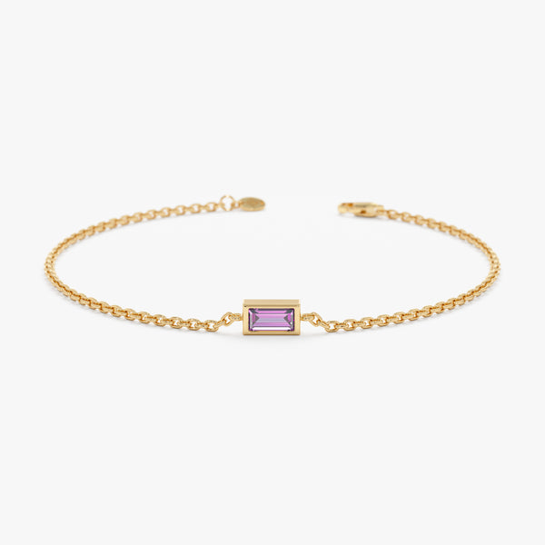 gold baguette amethyst bracelet