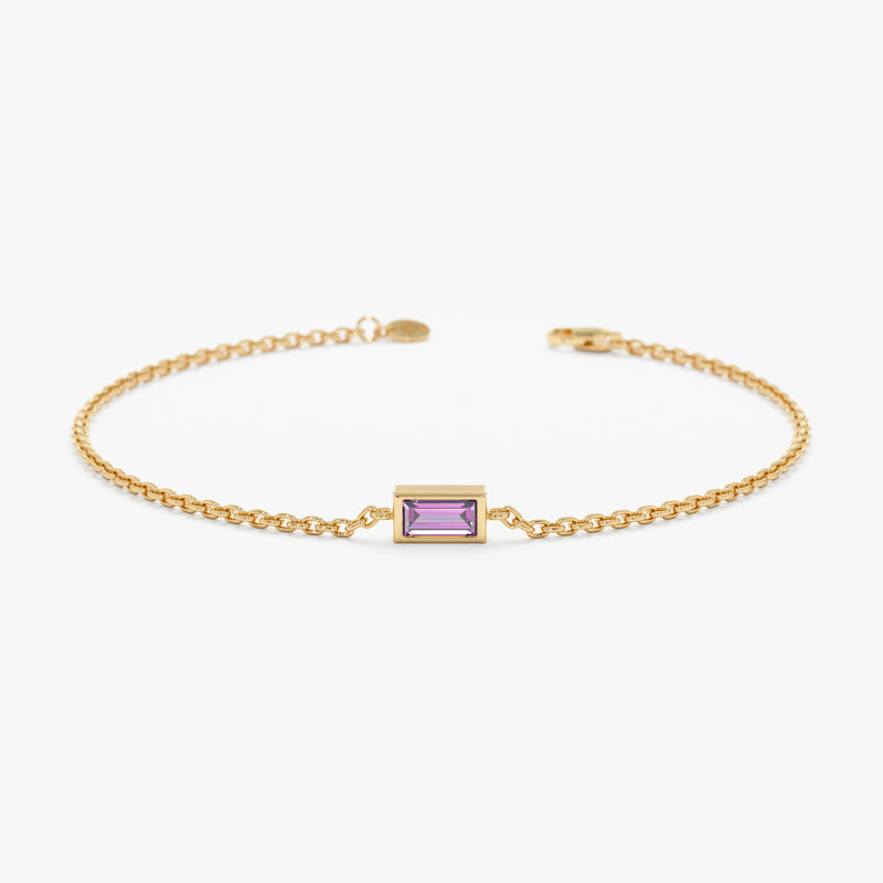 gold baguette amethyst bracelet
