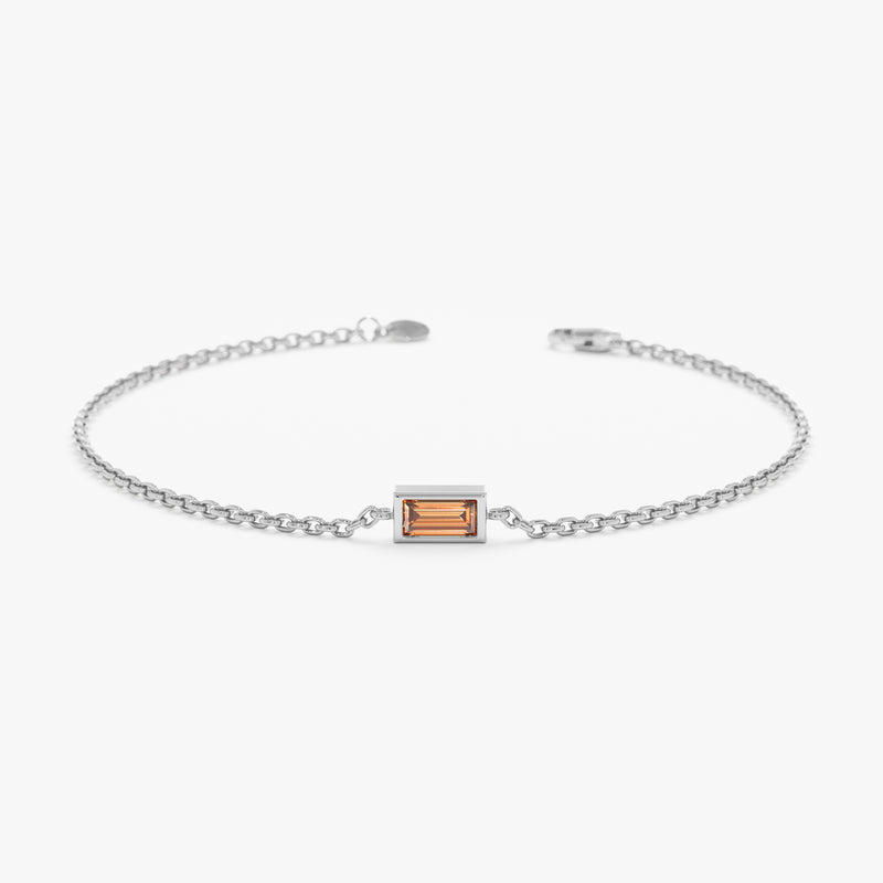 white gold baguette cut citrine bangle