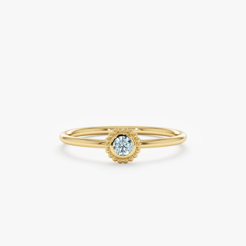 yellow gold aquamarine ring