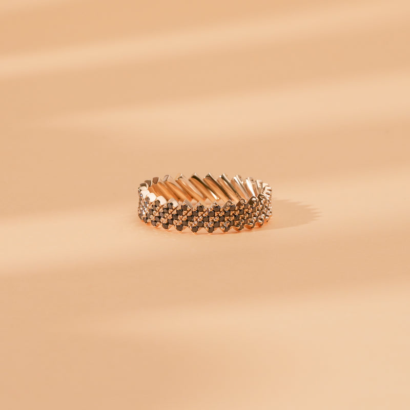 Geometrical Set Black Diamond Eternity Ring