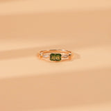 Teal Sapphire and Diamond Art Deco Ring