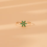 Emerald and Diamond Marquise Flower Ring