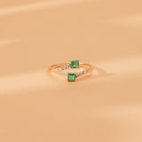 natural green stone and diamond ring