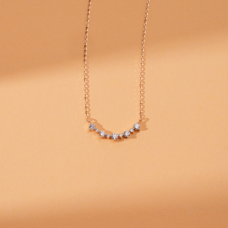 round cut curved diamond bar pendant