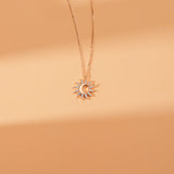 petite natural Diamond Sun and Moon Necklace