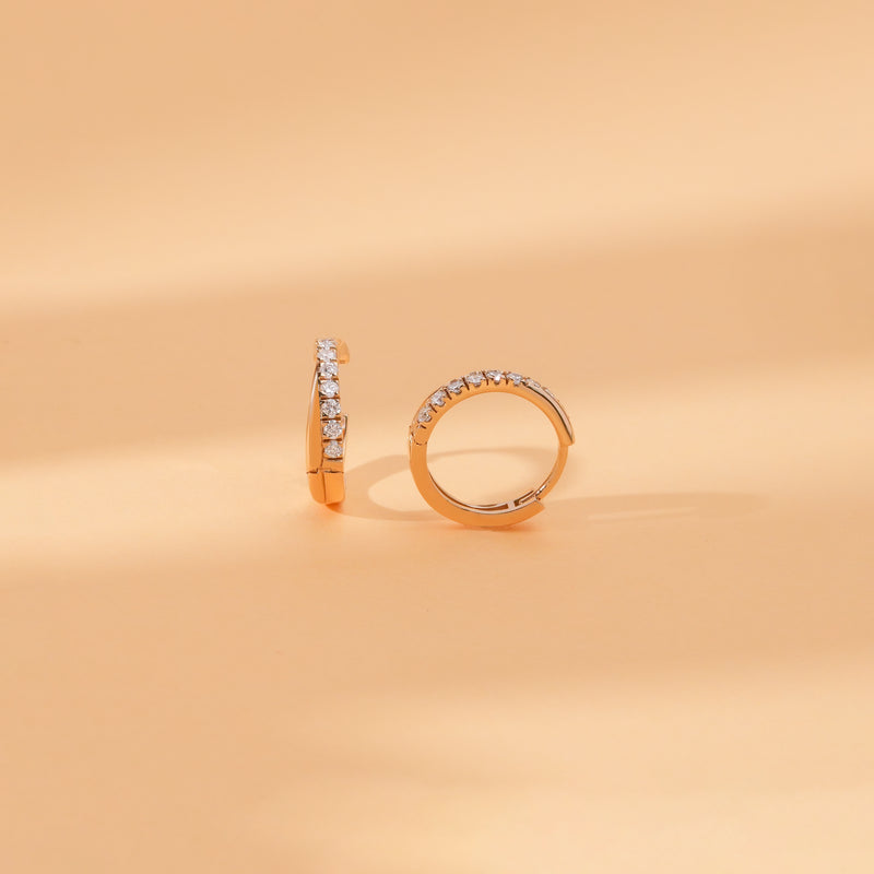 X Shape Gold Diamond Huggies side view 