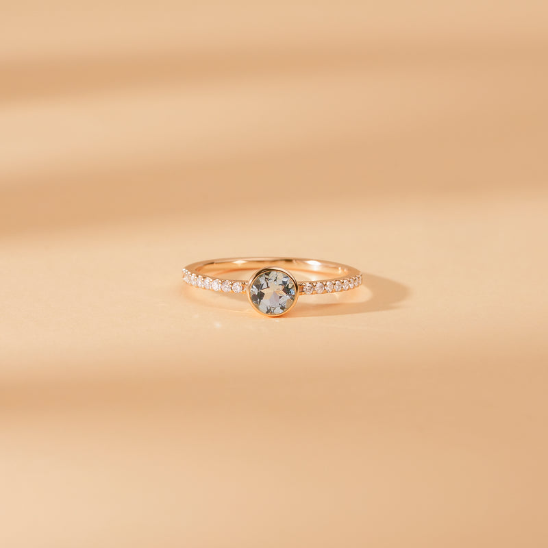 Diamond and Aquamarine Engagement Ring