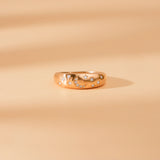 Brushed Gold Moon and Stars Dome Ring
