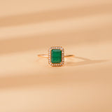 Solid Gold Natural Diamond Emerald Ring