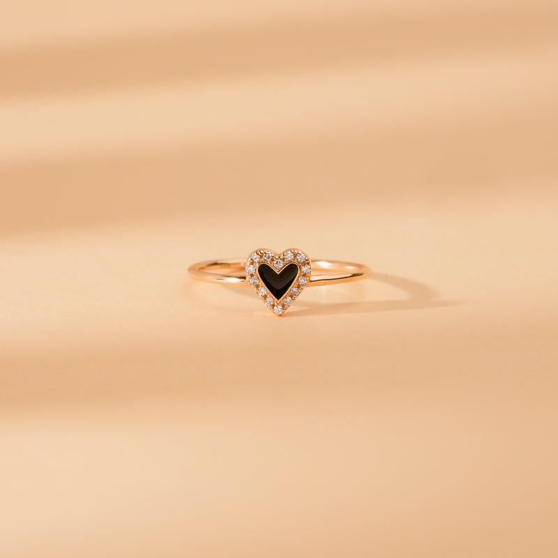 diamond and black enamel stacking ring
