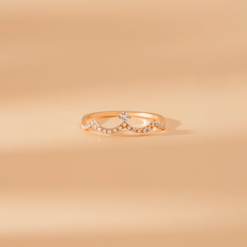 petite natural diamond crown ring