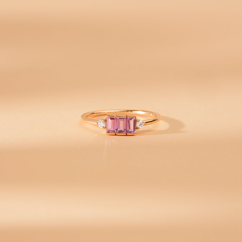 natural pink sapphire diamond band