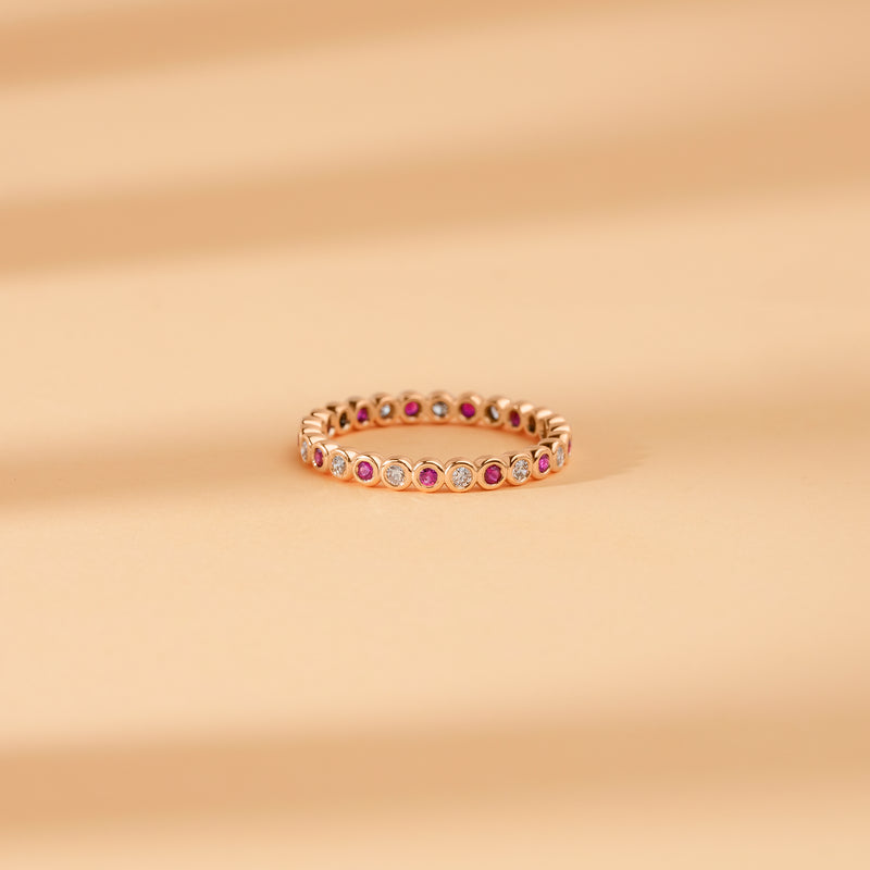 natural ruby and diamond stacking ring