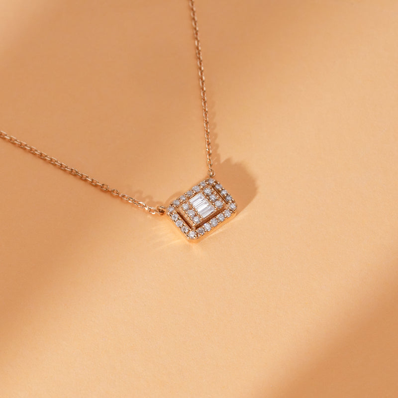 april birthstone clear diamond geometric pendant necklace in solid gold