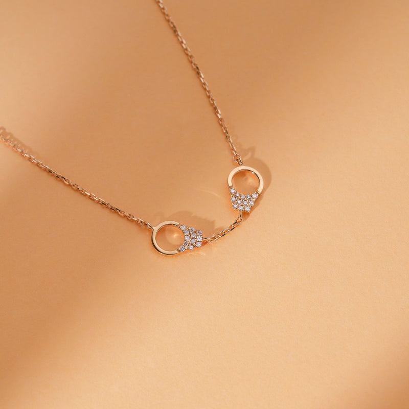 Handcrafted diamond handcuff necklace, solid gold