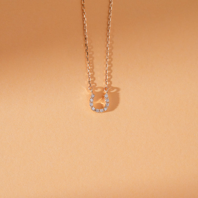 diamond lined horseshoe necklace