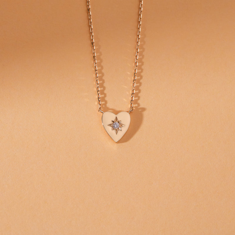 natural Diamond Starburst Heart Necklace pendant