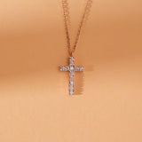 minimalist Prong Set religious Diamond Cross pendant necklace