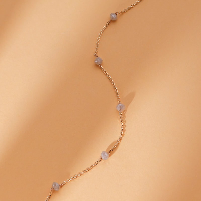 solid gold cable chain station bracelet with salt and pepper diamonds