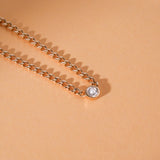 solid gold cuban chain necklace with single natural white diamond 