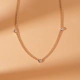 petite diamond heart station necklace in solid gold for her
