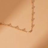 handmade solid gold beaded station necklace for her