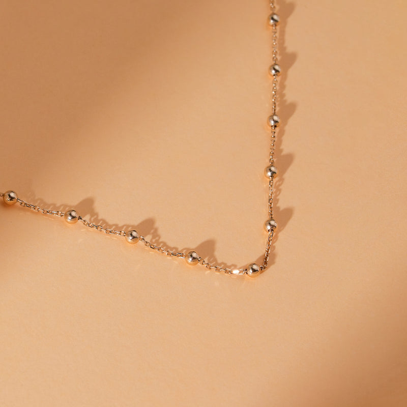 handmade solid gold beaded station necklace for her