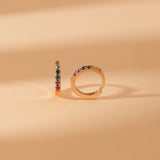 Pair of september birthstone rainbow sapphire stones huggies gift for her