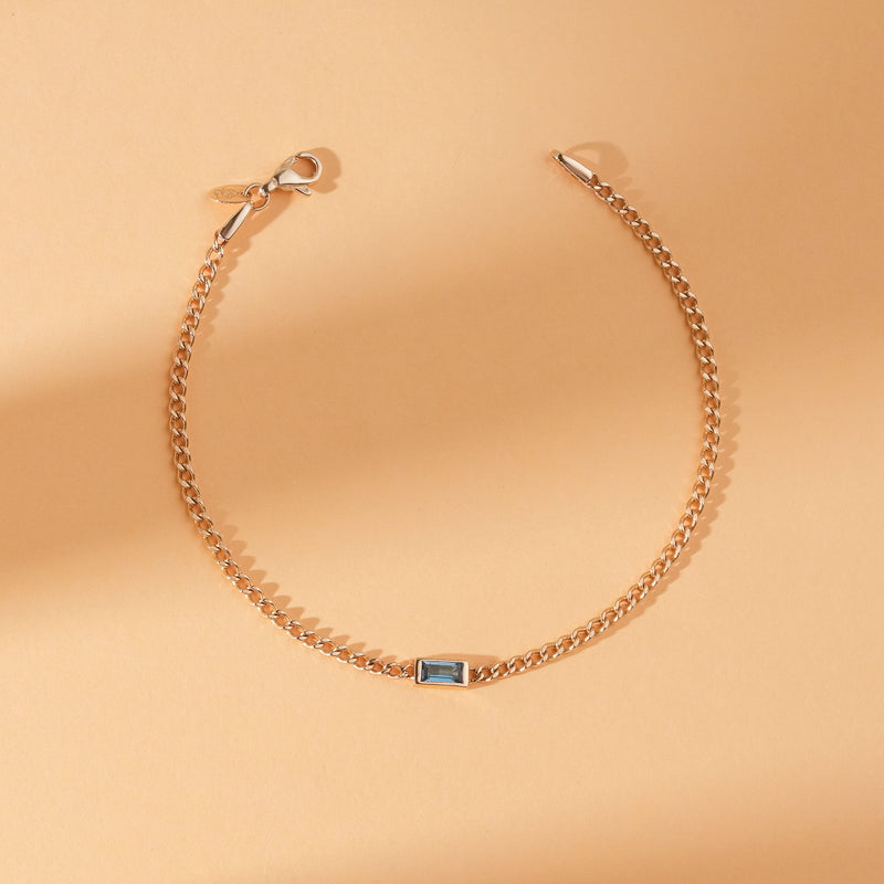 14k London Blue Topaz Cuban Chain Bracelet