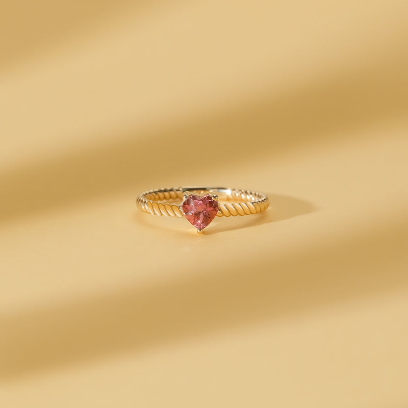 Pink Tourmaline Heart Ring