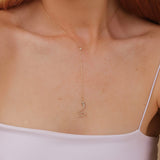 Elegant diamond snake lariat necklace in gold, perfect for a luxurious statement piece.