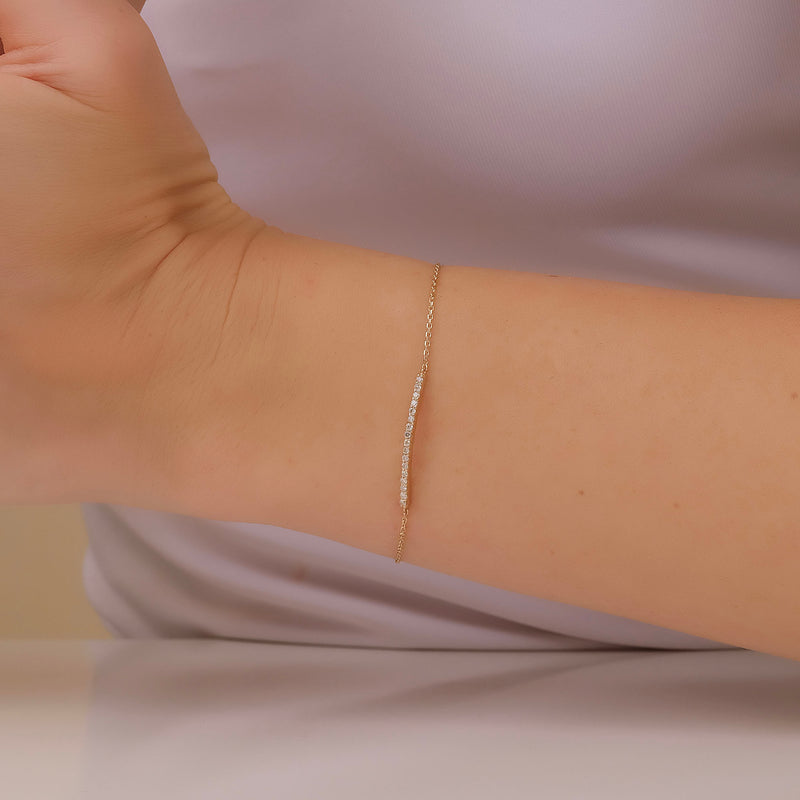 diamond paved bar bracelet